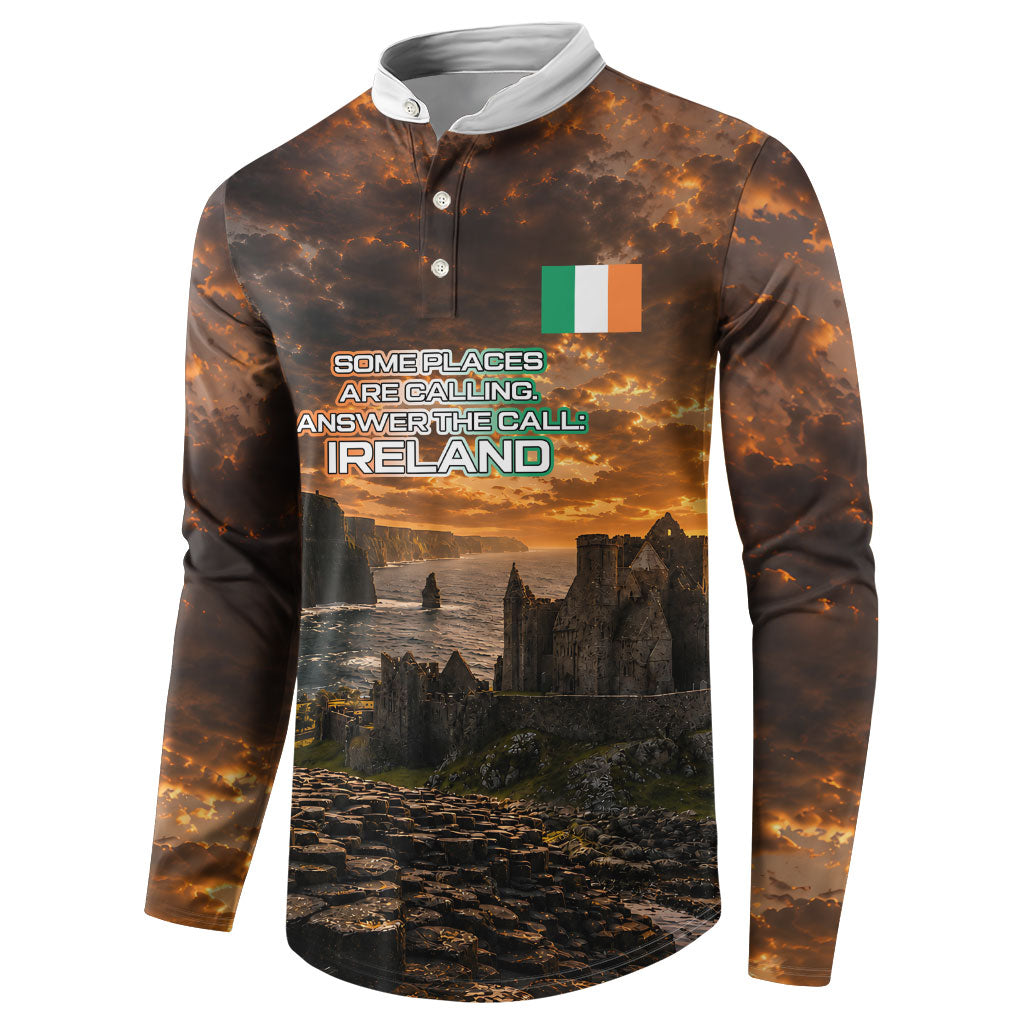 Ireland UFO Button Sweatshirt Irish Landscape Answer The Call