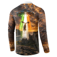 Ireland UFO Button Sweatshirt Irish Landscape Answer The Call