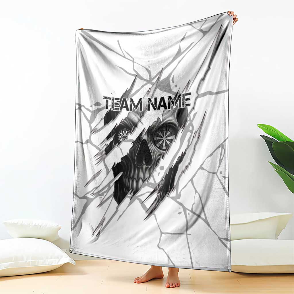 Dartboard Skull Darts Blanket with Torn Stone Texture and Cracked Marble Design - Wonder Print Shop