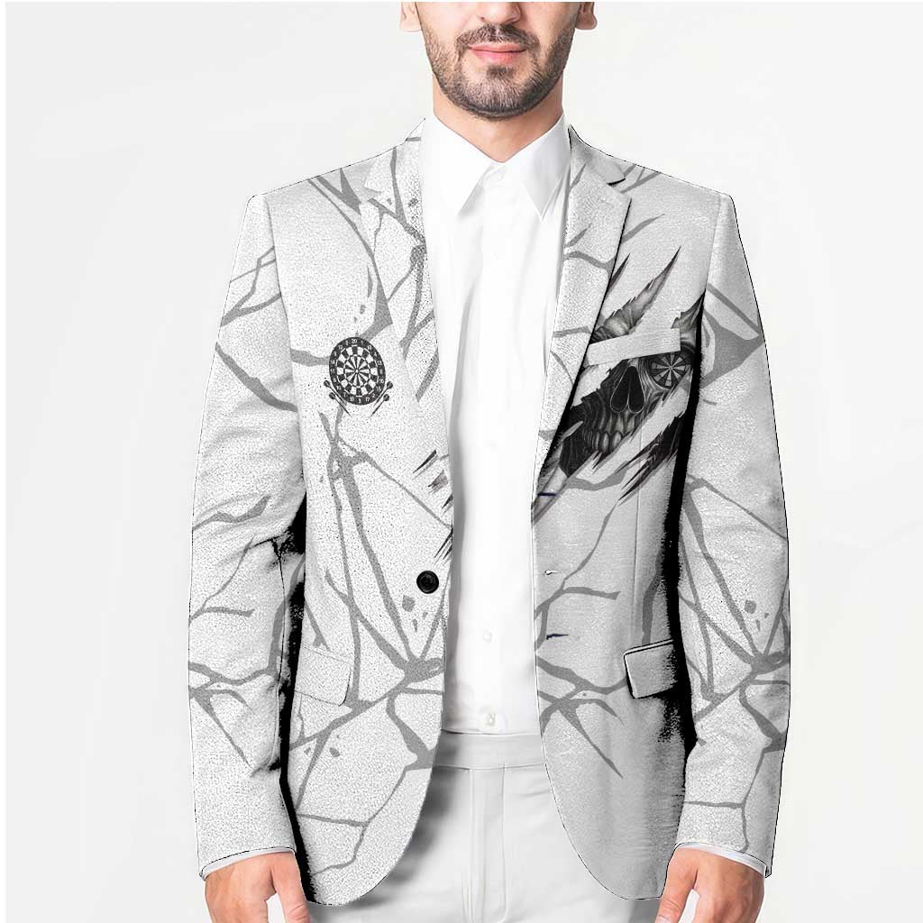 Dartboard Skull Darts Blazer with Torn Stone Texture and Cracked Marble Design - Wonder Print Shop