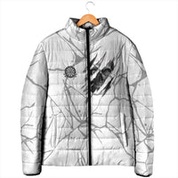 Dartboard Skull Darts Padded Jacket with Torn Stone Texture and Cracked Marble Design - Wonder Print Shop