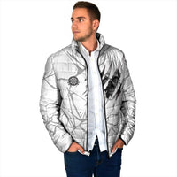Dartboard Skull Darts Padded Jacket with Torn Stone Texture and Cracked Marble Design - Wonder Print Shop