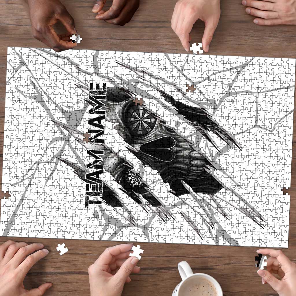 Dartboard Skull Darts Puzzle with Torn Stone Texture and Cracked Marble Design - Wonder Print Shop