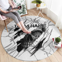 Dartboard Skull Darts Round Carpet with Torn Stone Texture and Cracked Marble Design - Wonder Print Shop