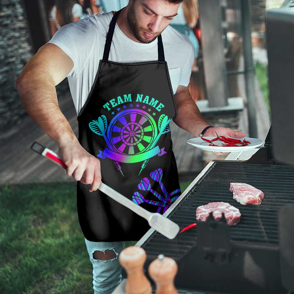 Neon Dartboard Darts Apron with Colorful Target and Psychedelic Swirl Pattern - Wonder Print Shop