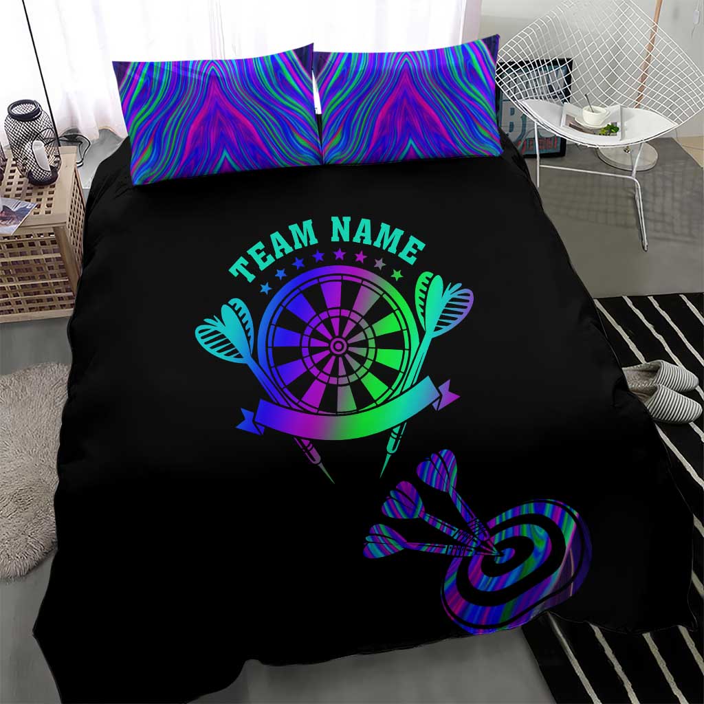 Neon Dartboard Darts Bedding Set with Colorful Target and Psychedelic Swirl Pattern - Wonder Print Shop