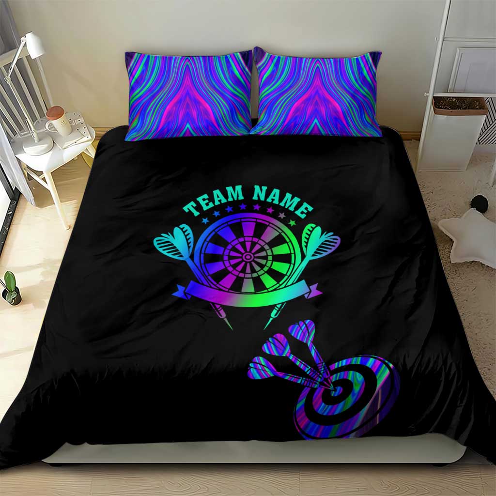 Neon Dartboard Darts Bedding Set with Colorful Target and Psychedelic Swirl Pattern - Wonder Print Shop