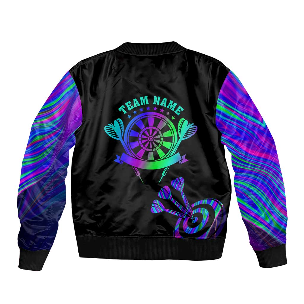 Neon Dartboard Darts Bomber Jacket with Colorful Target and Psychedelic Swirl Pattern - Wonder Print Shop
