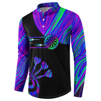 Neon Dartboard Darts Button Sweatshirt with Colorful Target and Psychedelic Swirl Pattern - Wonder Print Shop