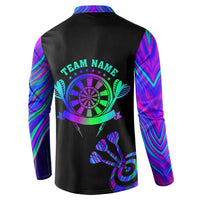 Neon Dartboard Darts Button Sweatshirt with Colorful Target and Psychedelic Swirl Pattern - Wonder Print Shop