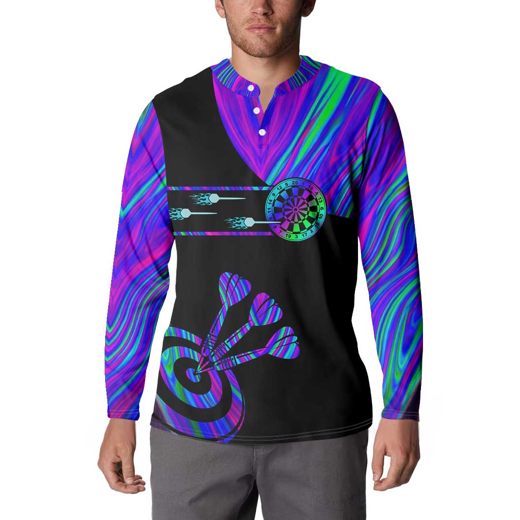 Neon Dartboard Darts Button Sweatshirt with Colorful Target and Psychedelic Swirl Pattern - Wonder Print Shop