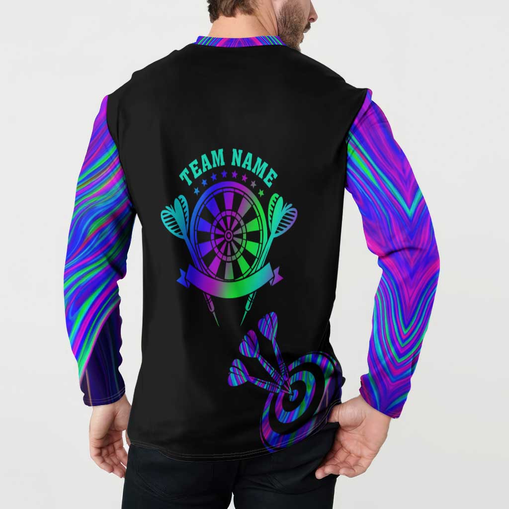 Neon Dartboard Darts Button Sweatshirt with Colorful Target and Psychedelic Swirl Pattern - Wonder Print Shop