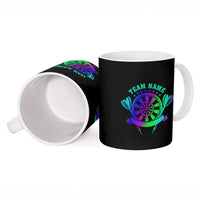 Neon Dartboard Darts Ceramic Mug with Colorful Target and Psychedelic Swirl Pattern - Wonder Print Shop