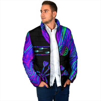 Neon Dartboard Darts Padded Jacket with Colorful Target and Psychedelic Swirl Pattern - Wonder Print Shop