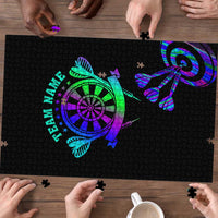 Neon Dartboard Darts Puzzle with Colorful Target and Psychedelic Swirl Pattern - Wonder Print Shop