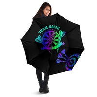Neon Dartboard Darts Umbrella with Colorful Target and Psychedelic Swirl Pattern - Wonder Print Shop