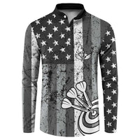 Grunge American Flag Darts Button Sweatshirt with Dartboard Target and Black White Stars - Wonder Print Shop