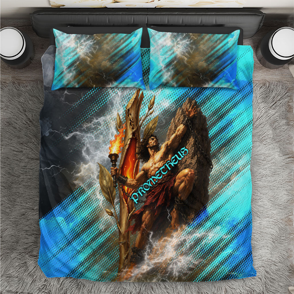 Prometheus Greek Mythology Fire Eagle Bedding Set Ancient Titan Steals Fire Dark Fantasy