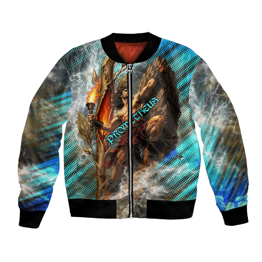 Prometheus Greek Mythology Fire Eagle Bomber Jacket Ancient Titan Steals Fire Dark Fantasy