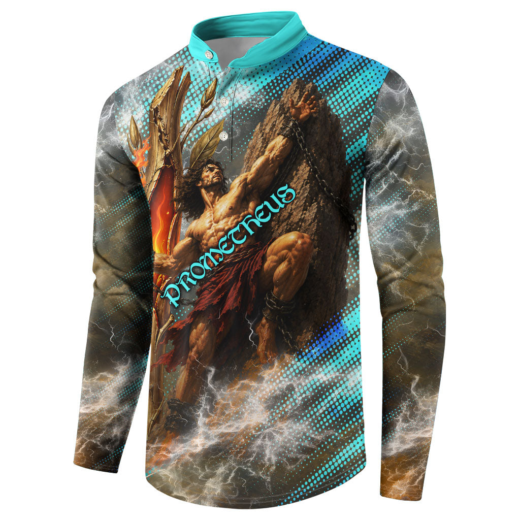 Prometheus Greek Mythology Fire Eagle Button Sweatshirt Ancient Titan Steals Fire Dark Fantasy