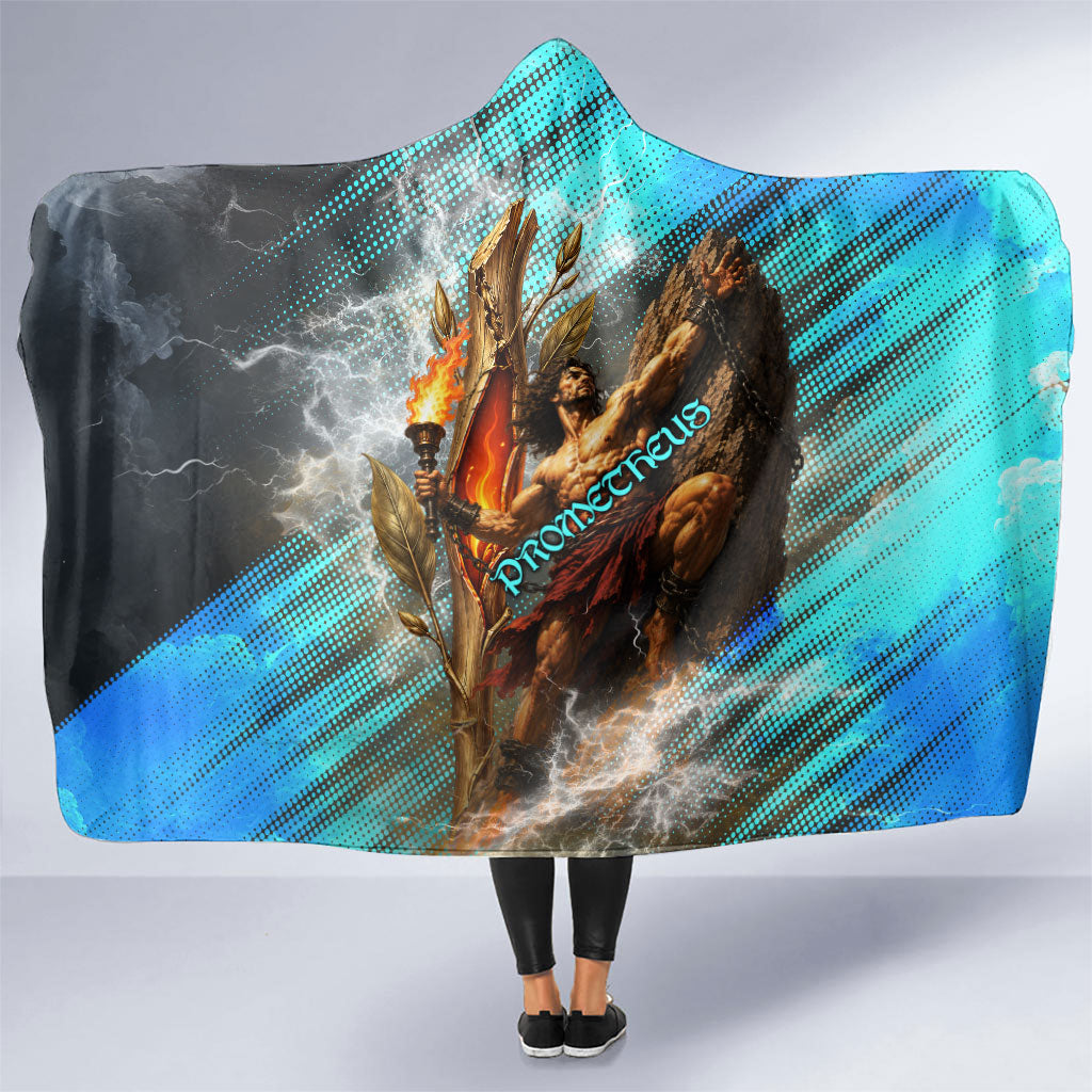 Prometheus Greek Mythology Fire Eagle Hooded Blanket Ancient Titan Steals Fire Dark Fantasy