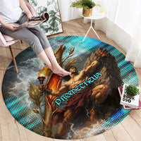 Prometheus Greek Mythology Fire Eagle Round Carpet Ancient Titan Steals Fire Dark Fantasy