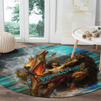 Prometheus Greek Mythology Fire Eagle Round Carpet Ancient Titan Steals Fire Dark Fantasy