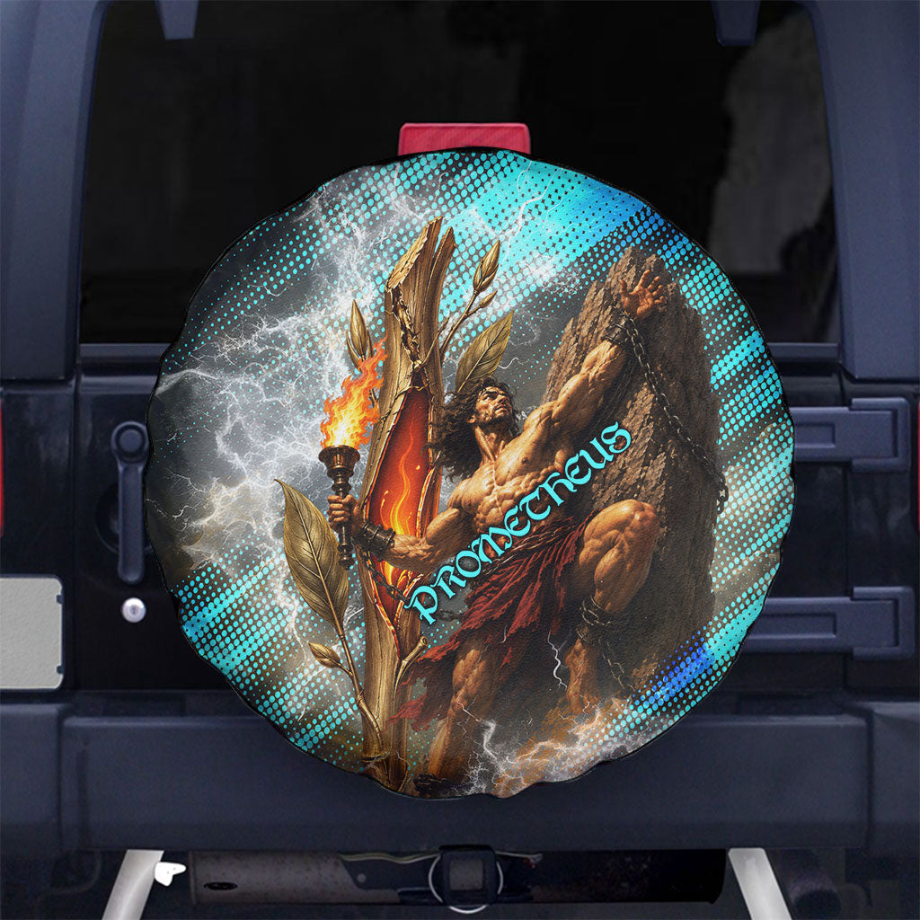 Prometheus Greek Mythology Fire Eagle Spare Tire Cover Ancient Titan Steals Fire Dark Fantasy