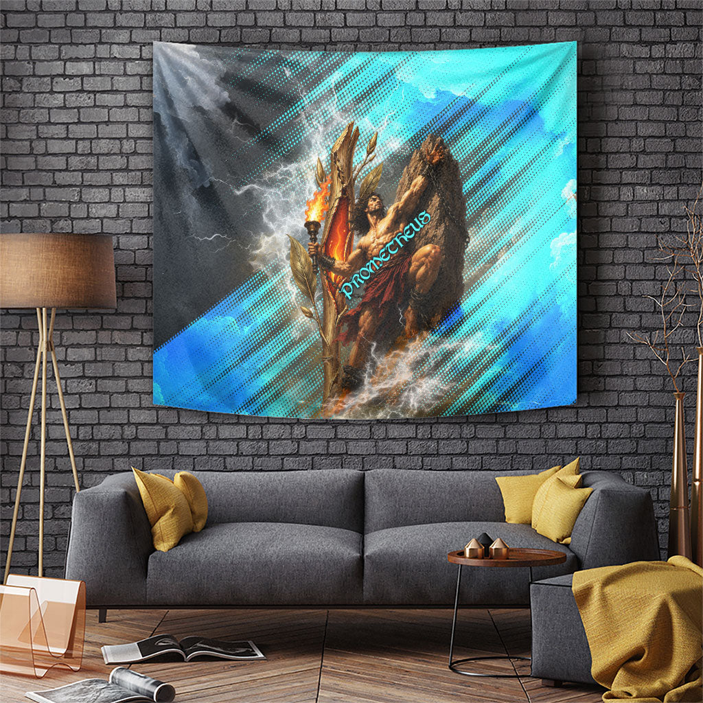 Prometheus Greek Mythology Fire Eagle Tapestry Ancient Titan Steals Fire Dark Fantasy