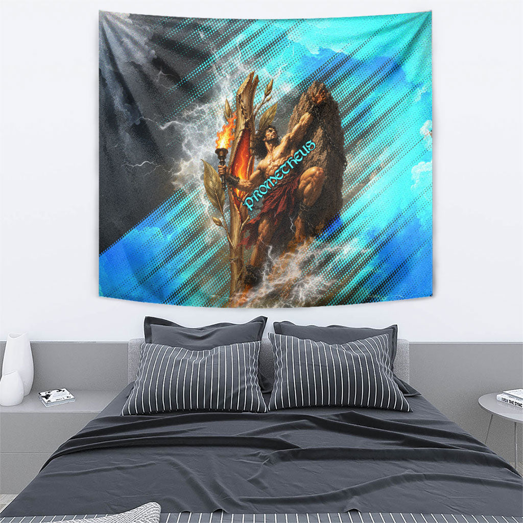 Prometheus Greek Mythology Fire Eagle Tapestry Ancient Titan Steals Fire Dark Fantasy