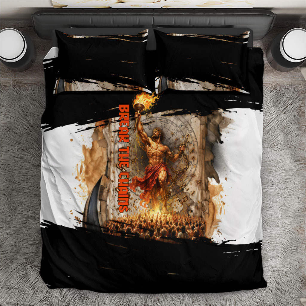 Prometheus Knowledge Is Fire Break The Chains Bedding Set Ancient Greek Mythology Titan Fire Dark Fantasy
