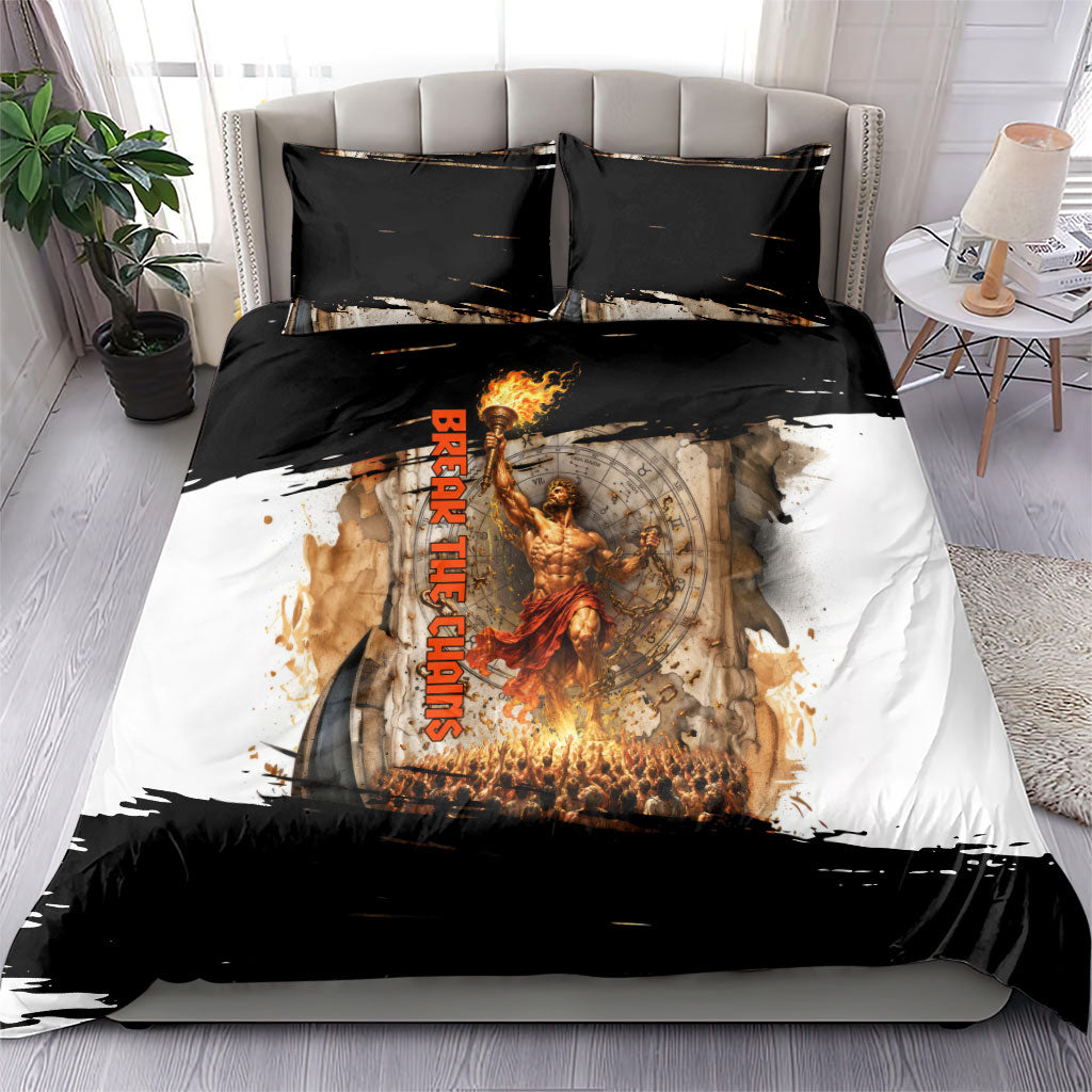 Prometheus Knowledge Is Fire Break The Chains Bedding Set Ancient Greek Mythology Titan Fire Dark Fantasy