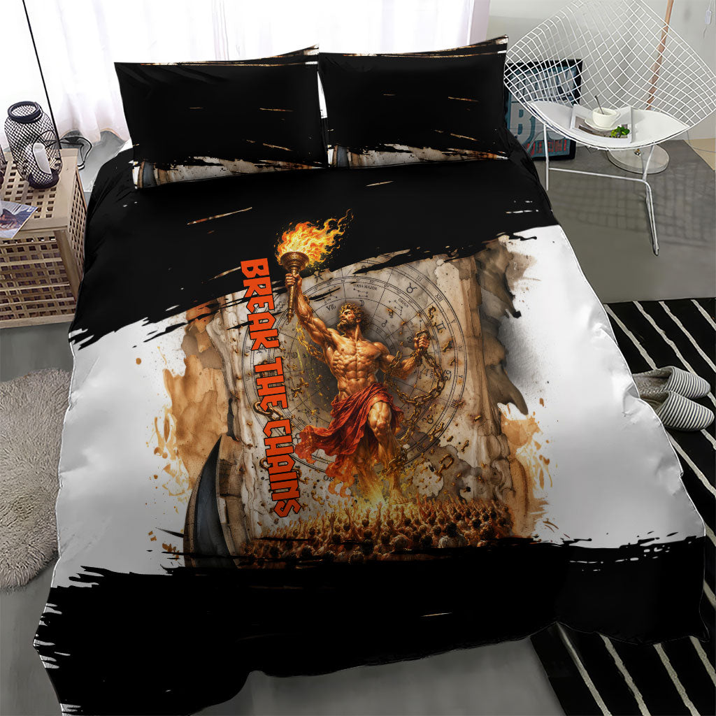 Prometheus Knowledge Is Fire Break The Chains Bedding Set Ancient Greek Mythology Titan Fire Dark Fantasy
