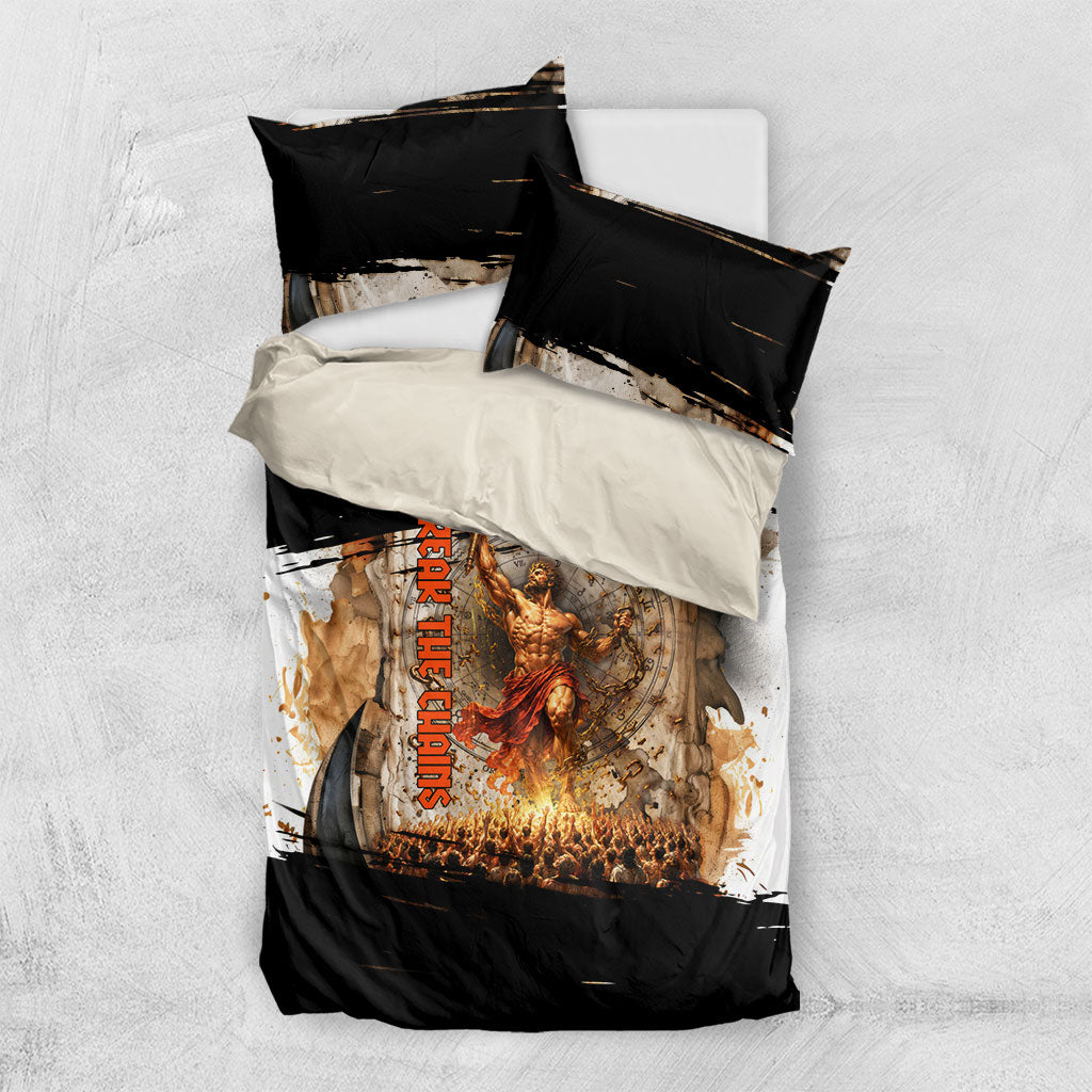 Prometheus Knowledge Is Fire Break The Chains Bedding Set Ancient Greek Mythology Titan Fire Dark Fantasy