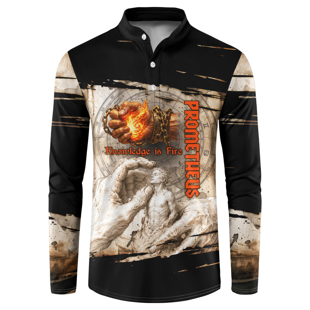 Prometheus Knowledge Is Fire Break The Chains Button Sweatshirt Ancient Greek Mythology Titan Fire Dark Fantasy