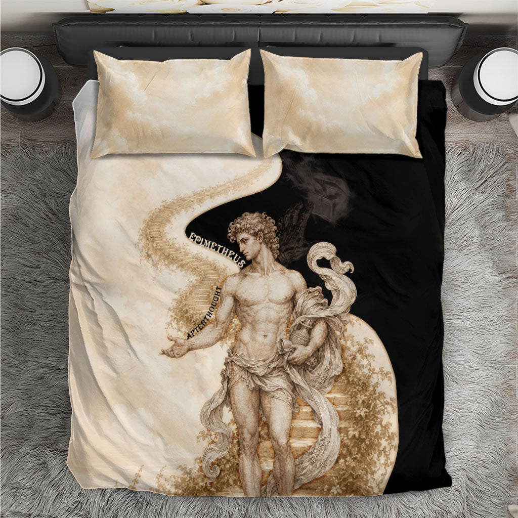 Epimetheus Greek Titan Mythology Bedding Set Classical Vintage Engraving Pencil Sketch Dark Academic