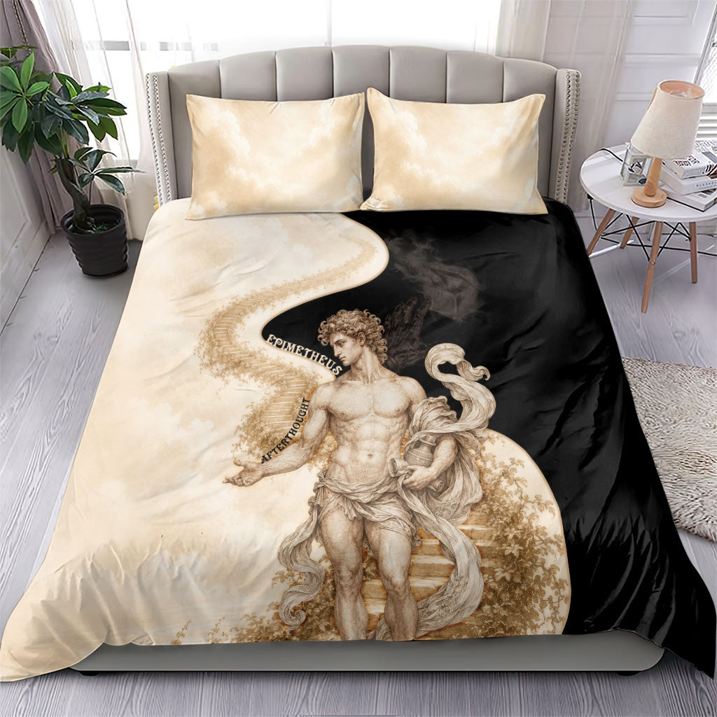 Epimetheus Greek Titan Mythology Bedding Set Classical Vintage Engraving Pencil Sketch Dark Academic