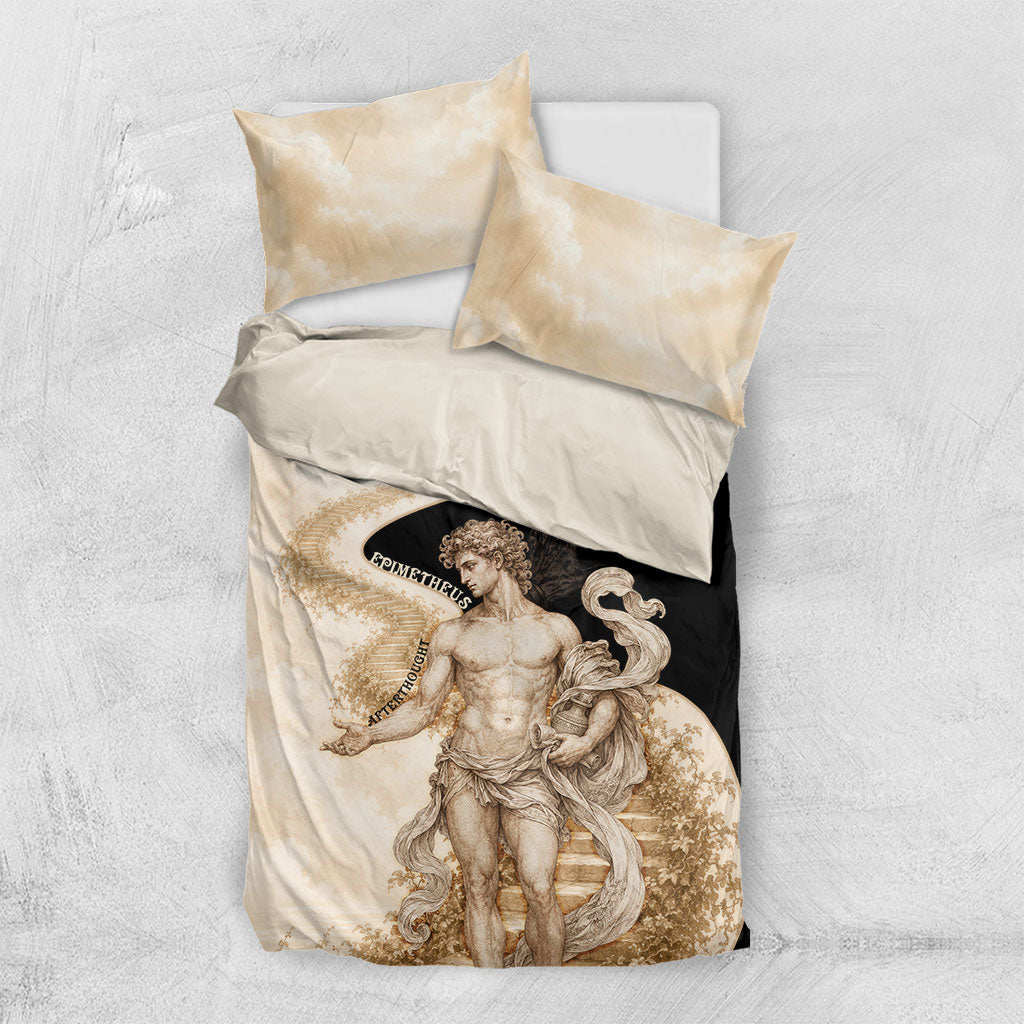 Epimetheus Greek Titan Mythology Bedding Set Classical Vintage Engraving Pencil Sketch Dark Academic