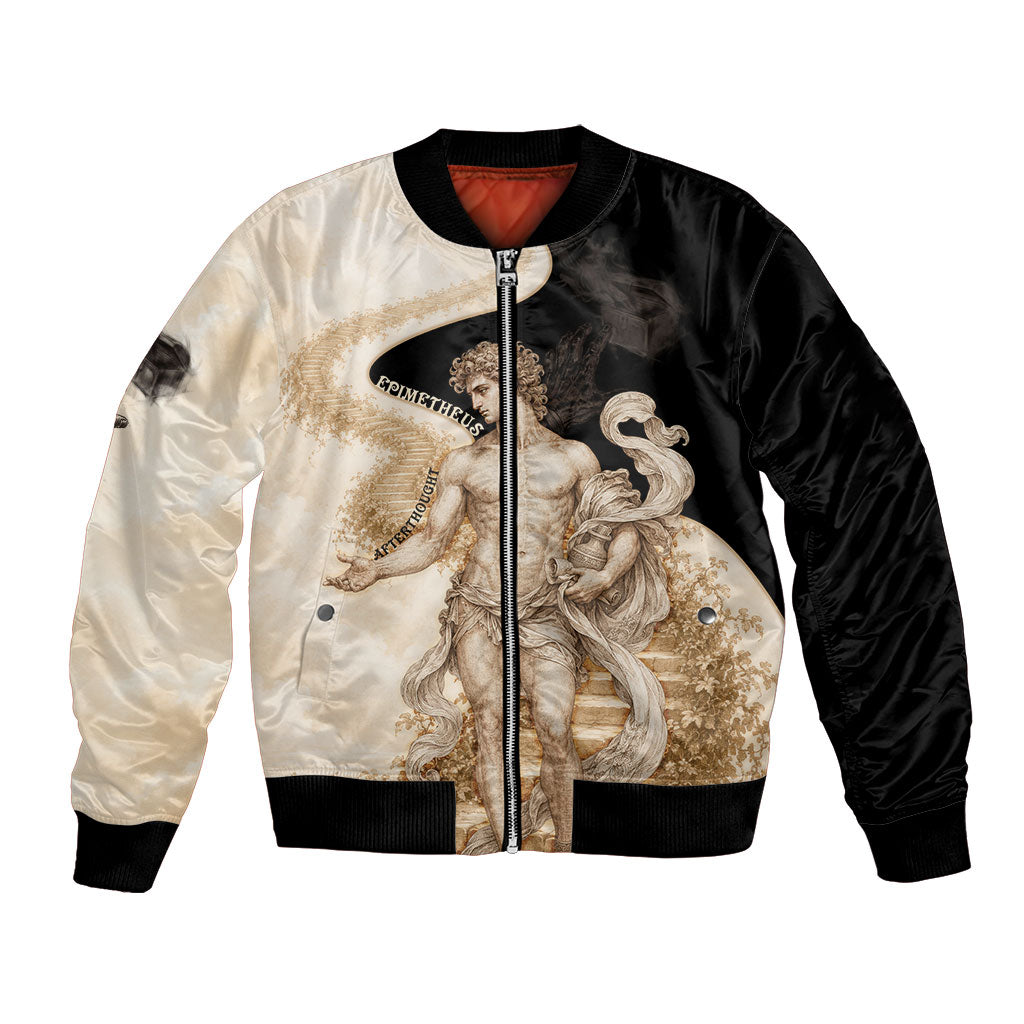Epimetheus Greek Titan Mythology Bomber Jacket Classical Vintage Engraving Pencil Sketch Dark Academic