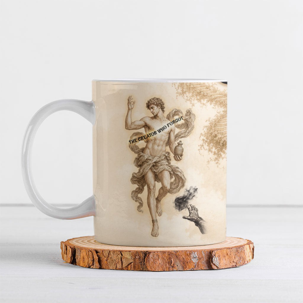 Epimetheus Greek Titan Mythology Ceramic Mug Classical Vintage Engraving Pencil Sketch Dark Academic