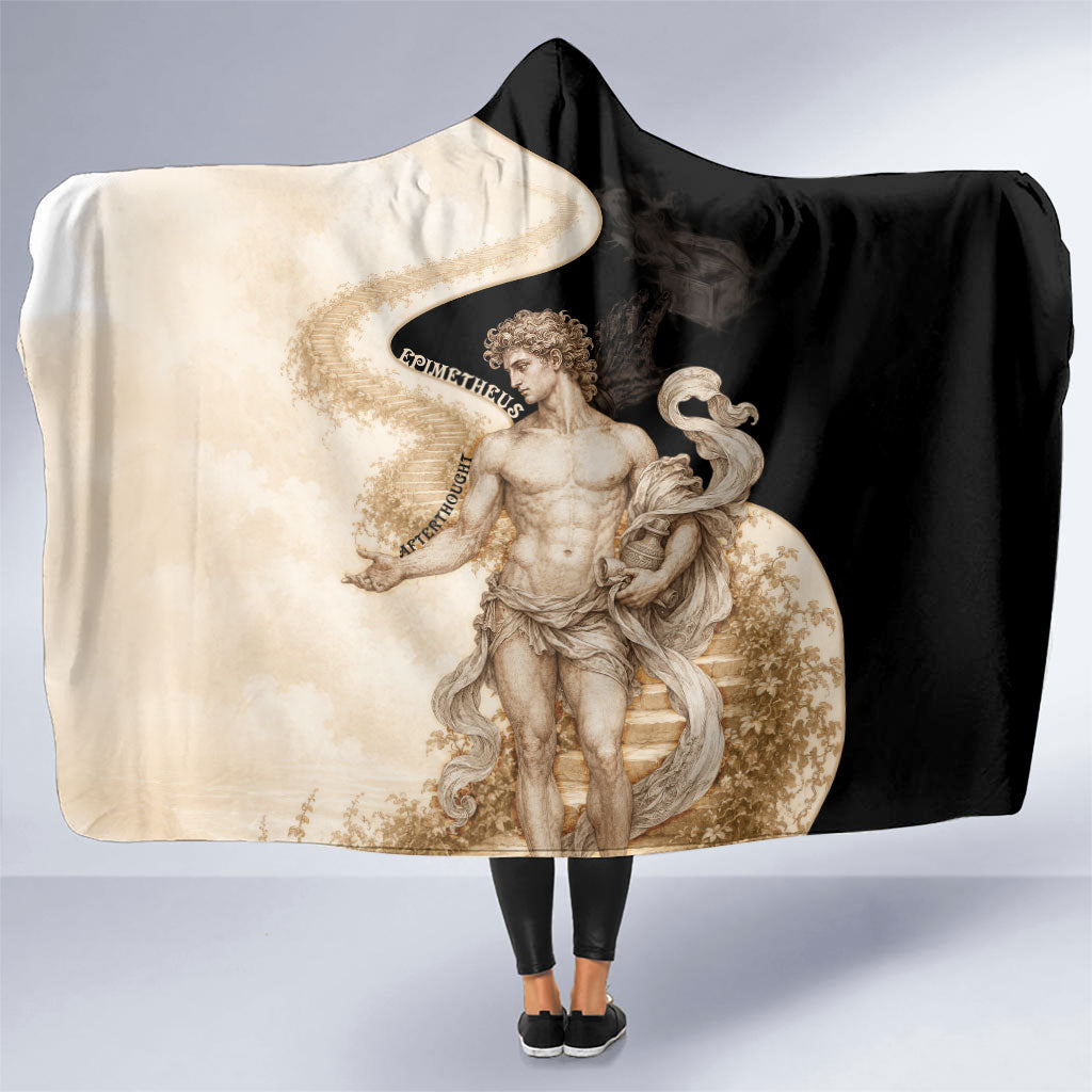 Epimetheus Greek Titan Mythology Hooded Blanket Classical Vintage Engraving Pencil Sketch Dark Academic