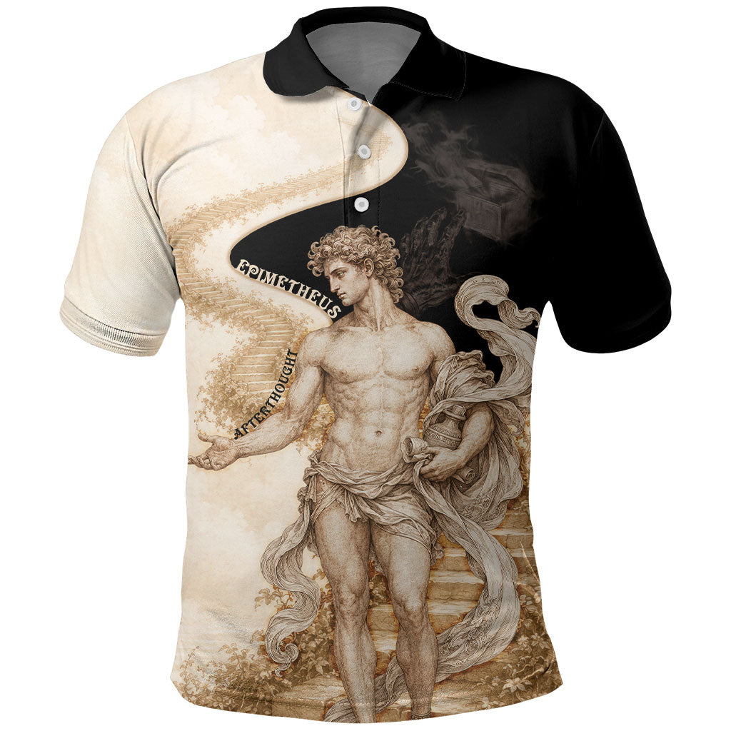 Epimetheus Greek Titan Mythology Polo Shirt Classical Vintage Engraving Pencil Sketch Dark Academic