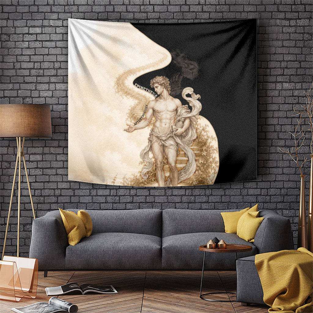 Epimetheus Greek Titan Mythology Tapestry Classical Vintage Engraving Pencil Sketch Dark Academic