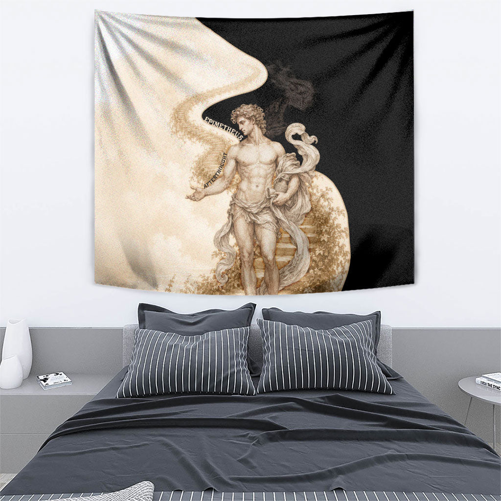 Epimetheus Greek Titan Mythology Tapestry Classical Vintage Engraving Pencil Sketch Dark Academic