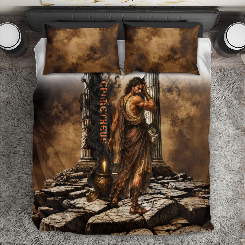 Epimetheus Greek Titan Mythology Bedding Set Classical Vintage Oil Painting Greek Temple Dark Academia