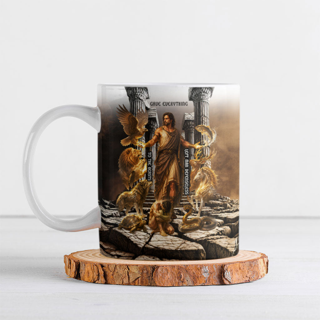 Epimetheus Greek Titan Mythology Ceramic Mug Classical Vintage Oil Painting Greek Temple Dark Academia