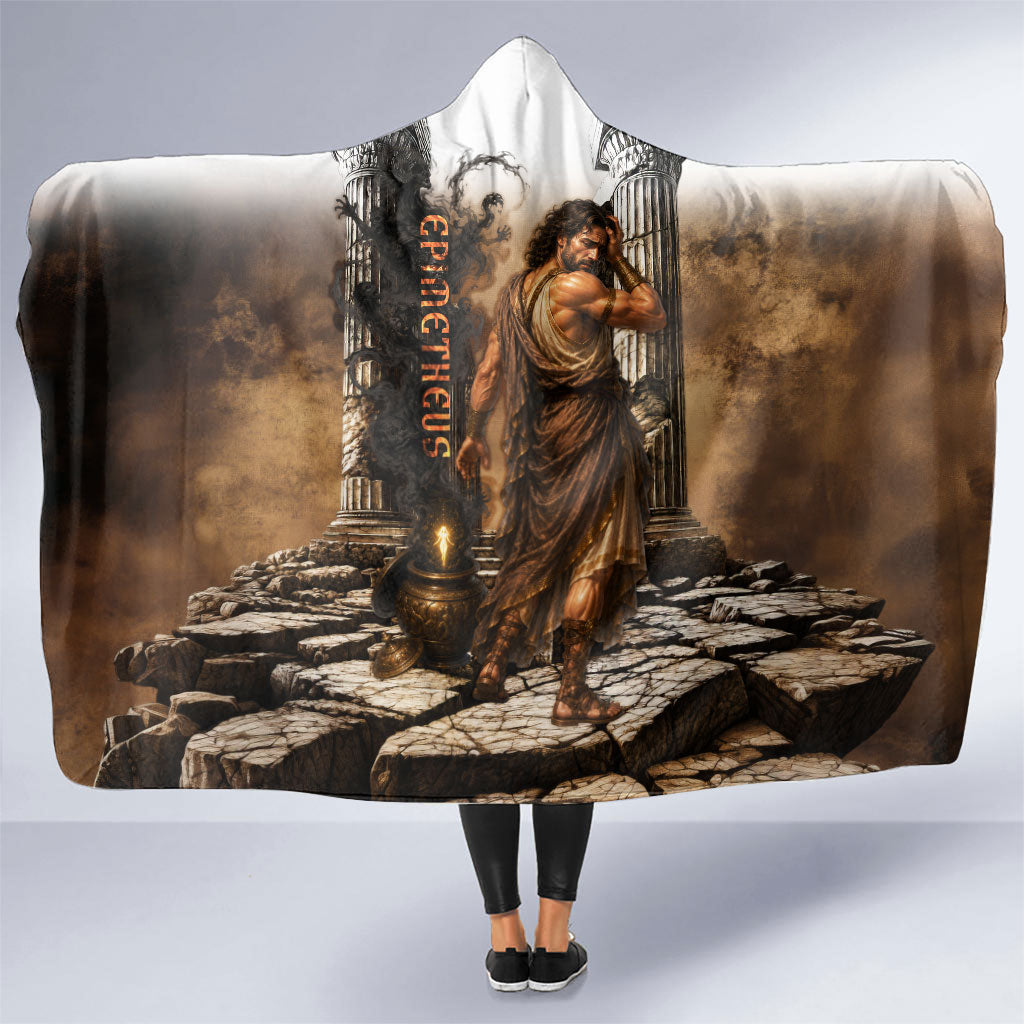 Epimetheus Greek Titan Mythology Hooded Blanket Classical Vintage Oil Painting Greek Temple Dark Academia