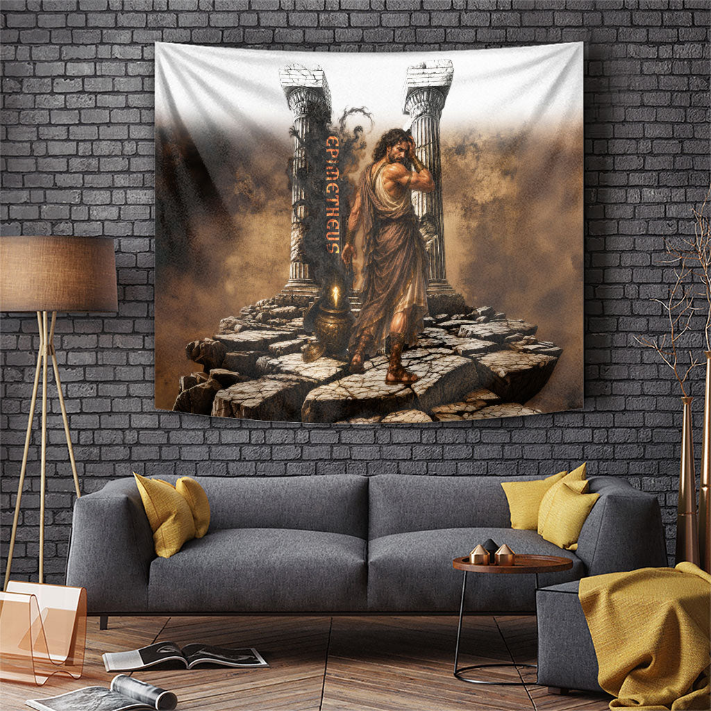 Epimetheus Greek Titan Mythology Tapestry Classical Vintage Oil Painting Greek Temple Dark Academia