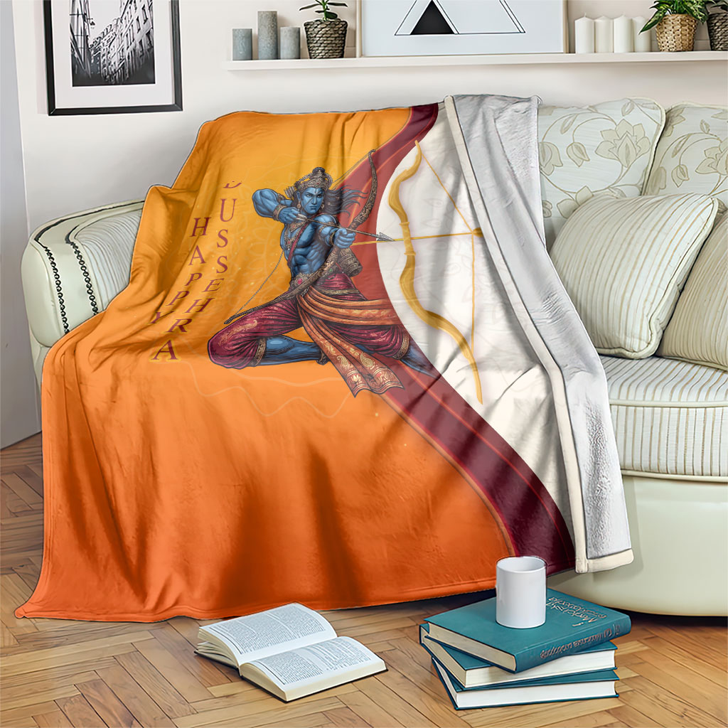 Happy Dussehra Lord Rama Victory Blanket Lord Rama Golden Bow Arrow Festival Art