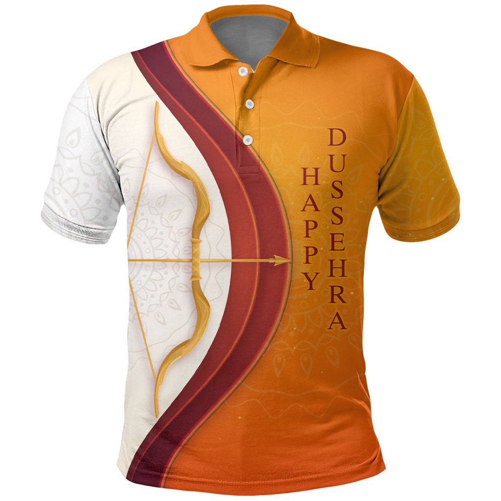 Happy Dussehra Lord Rama Victory Polo Shirt Lord Rama Golden Bow Arrow Festival Art
